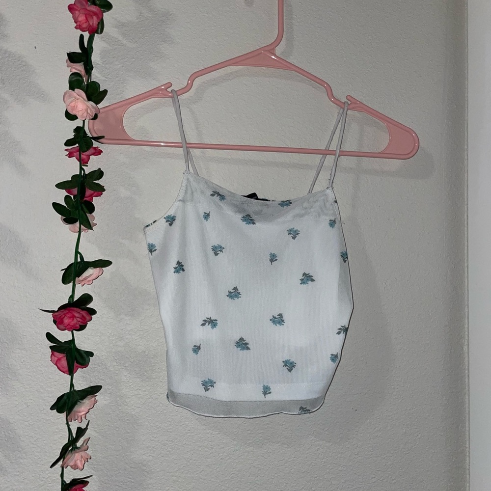 White floral crop top